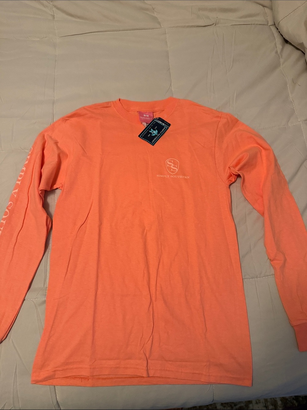 Simply Southern Women’s Long-Sleeve Logo Tee in Coral S NWT